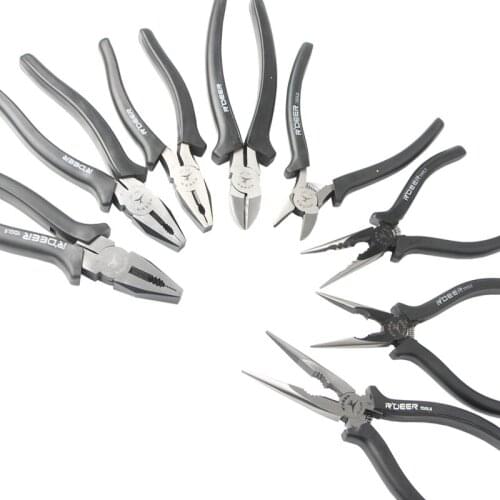 R'DEER TOOL Canton style handle black sand polishing high quality 55# steel cutting plier long nose plier