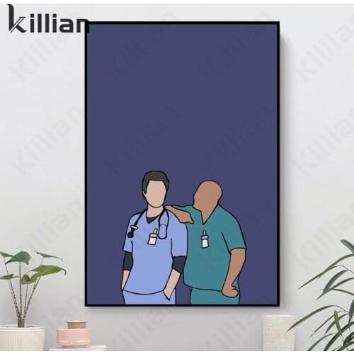 Korean Doctor Chatting Painting Painting Family Decoration Modern Cartoon Personality Living Room Bedroom Aesthetics Room Decor