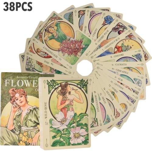Tarot Cards 38 Sheets Flowers Oracle Mysterious Divination Tarot Deck For Leisure And Entertainment Table Games Magic Fate Game