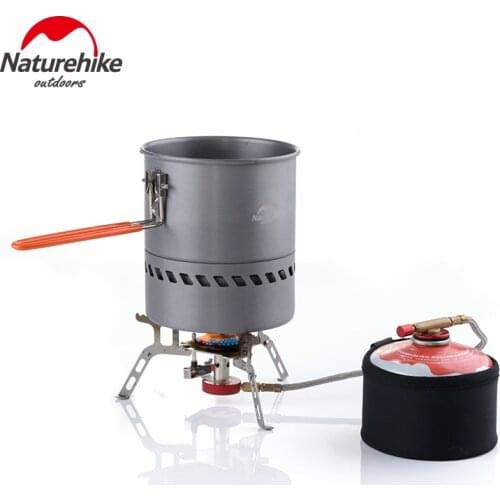 NatureHike Outdoors Boiler Pot Cookware Heat Collecting Exchanger Pot 1.5L Picnic Camping Aluminum Pot with Folding Handle