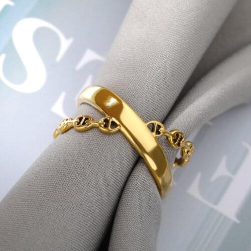 Golden stainless steel irregular opening ring For Women Bohemian Geometric Flower Charms Finger Rings Gift Jewelry