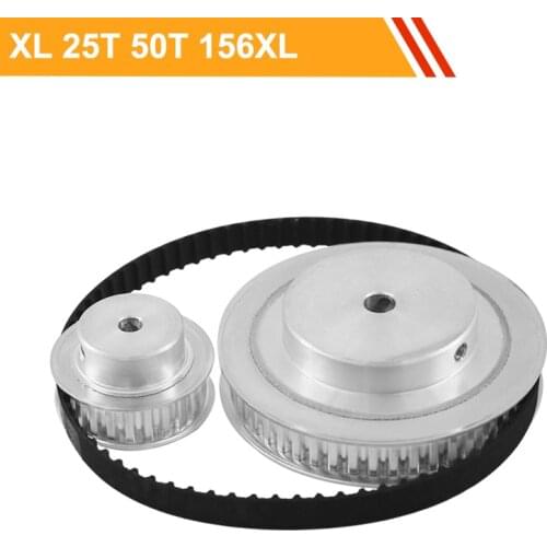 XL 25T 50T Tooth Belt Pulley Set 156XL Timing Belt 100mm Center Distance Ratio 1:2 Synchronous Pulley Wheel Kit for CNC Machine