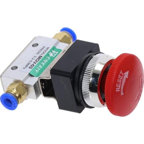 1PCS Red Mushroom Cap Emergency stop Button Self Lock 2 Position 3 Way Air Pneumatic Mechanical Valve MOV-3 1/8" Thread
