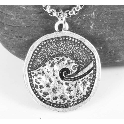 Wave Pendant Vintage Ocean Beach Jewelry Surf Spiral Vocation Peeling Wave Necklaces