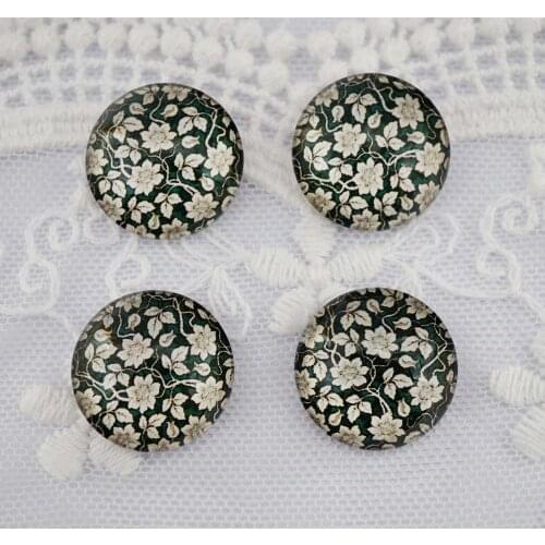 New Fashion Round 8-40mm Glass FLOWER Pattern Cabochon Glass Crafts Jewelry Accessories Supplies 3000-743