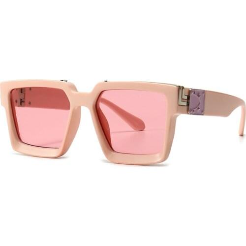 New Fashion Luxury Brand Designer Oversized Square Sunglasses Men Women Vintage Shield Metal Colorful Sun Glasses For Male UV400