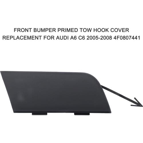 Front Bumper Primed Tow Hook Cover Towing Cap Replacement for AUDI A6 C6 2005-2008 4F0807441