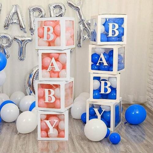 Transparent Box Letter Name Balloon Box Baby Shower Favors Gift Box Balloon Arch Garland Boy Girl 1st Birthday Party Decorations