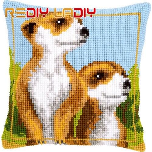 REDIY Cross Stitch Cushion Cover COW AND GOAT Decorative Pillow Case Yarn Cross-Stitch Kits Cushions Home Decor Needlework Craft