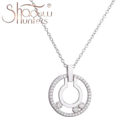 SHADOWHUNTERS Original 925 Sterling Silver Move Stone Necklace For Women Luxury S925 Jewelry Zircon Sweater Chain For Christmas