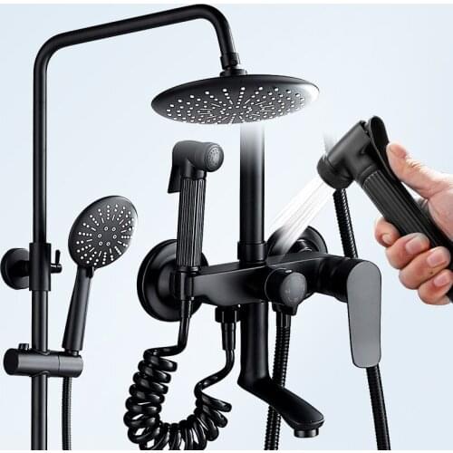 Toilet Shower Room Full Copper Black Shower Shower Suit Woman Washer Four Archives Pressure Boost Decontamination Shower Nozzle