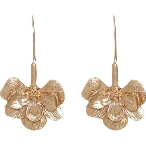Korean New Fashion Girls Flower Earrings Personality Gold Color Alloy Flower Earrings For Women Jewelry Accessories Gifts 2020