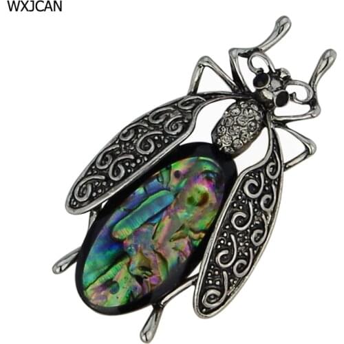 WXJCAN Luxury shell insect brooch Large novelty vintage brooches Rhinestone brooch pins Notice color difference irregular B5515