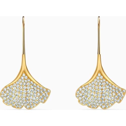 Swa 1:1 Vintage Gold Color Ginkgo Leaf Earrings Women Drop Ear Fashion