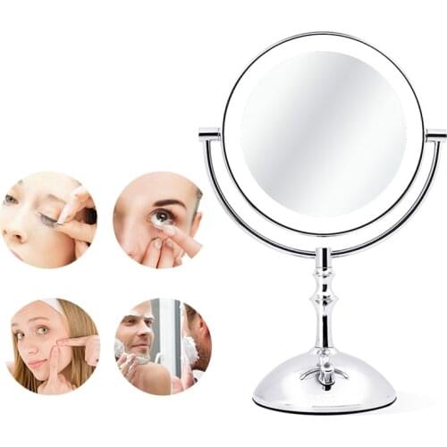 8 Inch 3X Magnifying LED Mirror Fill Light Round Makeup Mirrors USB Rechargeable HD 360 Rotatable Double-Sided Cosmetic Mirror