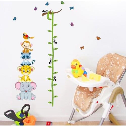 Animal Monkey Elephant Lion children height measure growth chart decal wall sticker kid room nursery kindergarten Room Decor