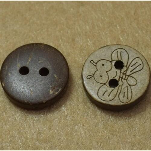 100PCS 15MM Natural Coconut Buttons Diy Sewing Garment Accessories Wooden Flatback Button for Scrapbooking Decoration