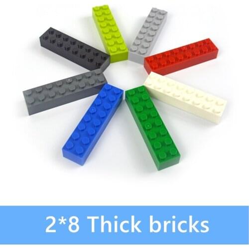 2*8 Dots 25pcs Thick bricks multiple color Educational Creative DIY Bulk Building Blocks Part classic sets Compatible All Brands