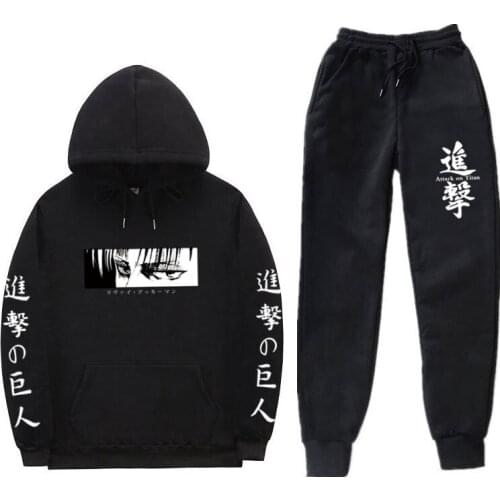 2021Attack on Titan Suit Loose Plus Size 2 Piece Set men Anime Hoodies Pants Two Piece Set Winter Tracksuit for men