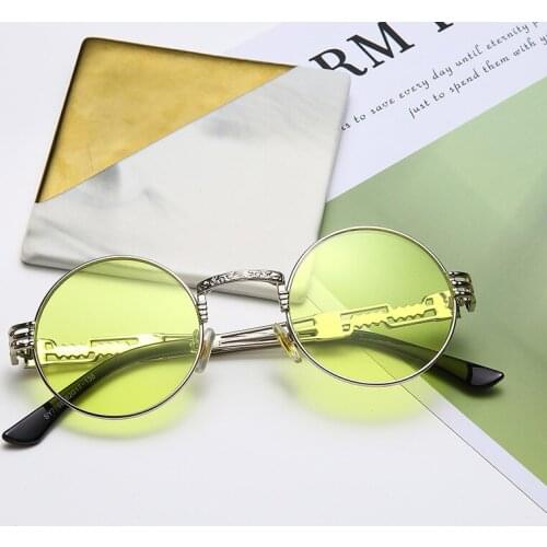 2021 New Retro Trendy Punk Fashion Women Sunglasses Men Classic Round Metal Frame Sun Mirror Unisex Eyewear Uv400 Oculos De Sol
