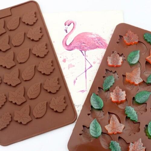 24 Cavity Mini Leaf Silicone Chocolate Mold for Jelly Pudding Biscuits Soap Candy Dessert Cookie Baking Decorating Tools