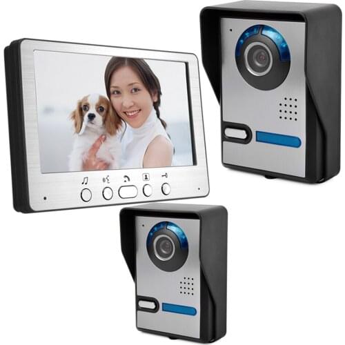 7 Inch Wired Video Doorbell Intercom System Door Phone With Two Outdoor Camera