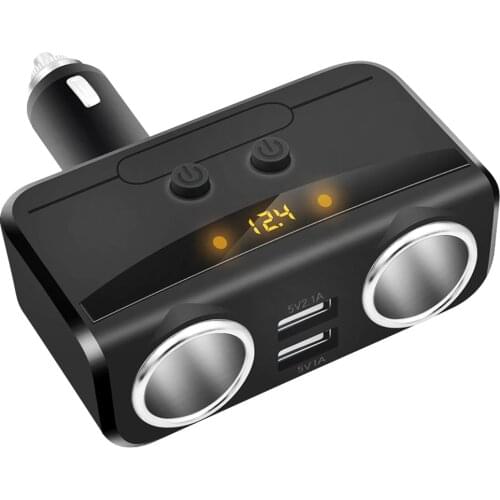 Car USB Cigarette Lighter Socket Splitter 12V-24V Power Adapter Max 5V 3.1A Dual USB Car Charger with Voltmeter LCD Display