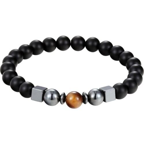 JAAFAR 2018 Natural Ornaments Lava Stone Ball Volcanic Bracelet Stone Chakra Healing Bracelet Male Charm Bracelet AS410