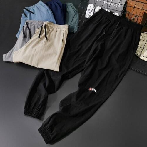 KKSKY Pants Men Streetwear Cotton Linen Casual Solid Joggers Sweatpants Homme Fashion Patchwok Trousers Mens Clothing Spring