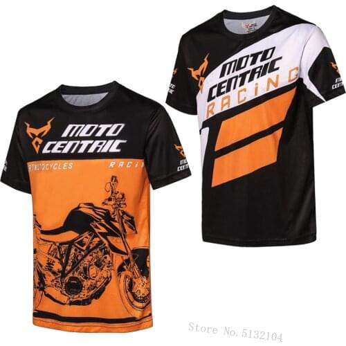 Quick Dry Motocross Short Jersey Motorcycle T-Shirt MTB ATV Cycling RacingT-shirt Off-Road Dirt bike Men Summer Jersey orange