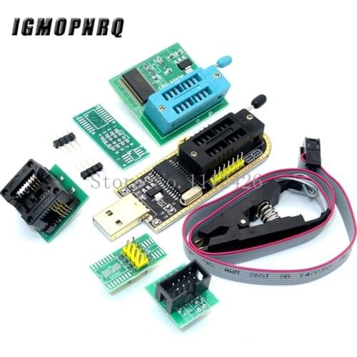 CH341A 24 25 Series EEPROM Flash BIOS USB Programmer Module + SOIC8 SOP8 Test Clip + 1.8V adapter + SOIC8 adapter DIY KIT