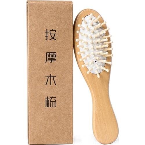 Wooden Massage Comb Anti-static Hair Scalp Paddle Brush Beech Handle Hair Brush Healthcare Gift Comb Ellipse Comb
