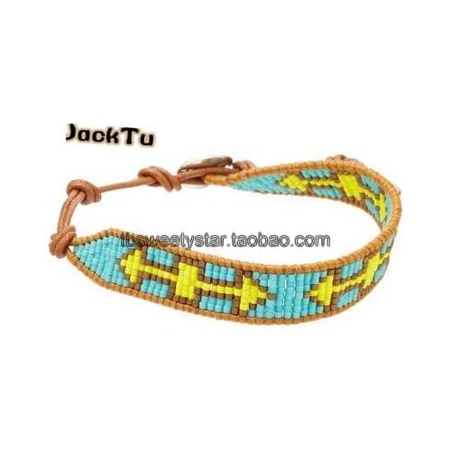 Arrow shape design seed beads single wrap bracelet