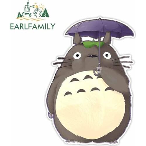 EARLFAMILY 13cm x 9.1cm for Totoro Anime Car Stickers Waterproof Decal Motorcycle Windshield Sticker Sunscreen For JDM SUV RV