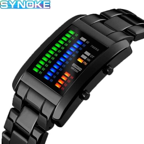 PANARS Electronic Watch For Men Waterproof Stainless Steel LED Date Binary Dropshipping Mens Square Sport Digital Watches Mens