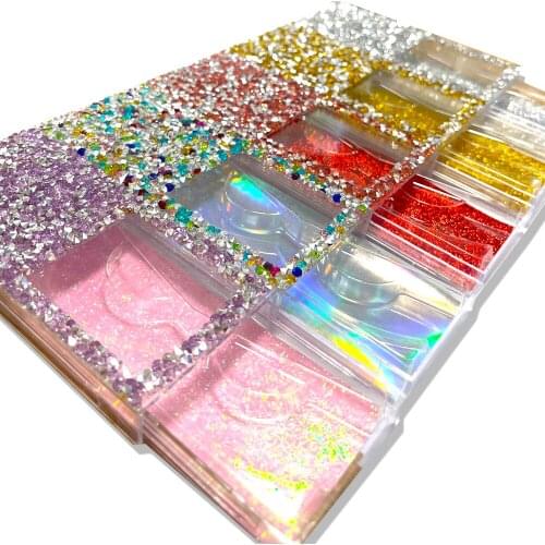 Elyco 1 pcs Diamond Lash Packaging Rhinestone Eyelash Boxes Mink Eyelashes Vendor 3d Mink Eyelashes Boxes