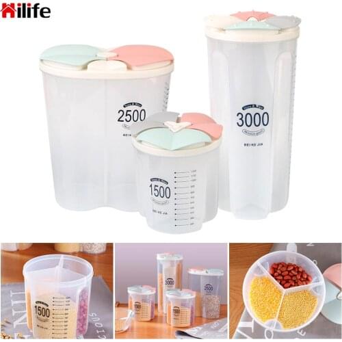 Kitchen Food Storage Tank Rotating Dry Food Rice Container Transparent Storage Box Compartment Plastic Sealed Tank