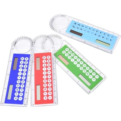 Hot Cute Colorful Mini Portable Solar Energy Calculator Creative Multifunction Student Ruler Gift Drop Shipping