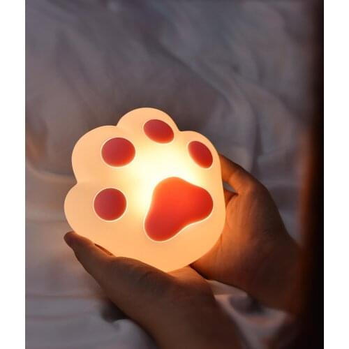 Cute Portable Mini LED Cat Claw Silicone Magnetic Touch Light USB Rechargeable Silica Gel Night Gift Bedroom Bedside Sleep Lamp