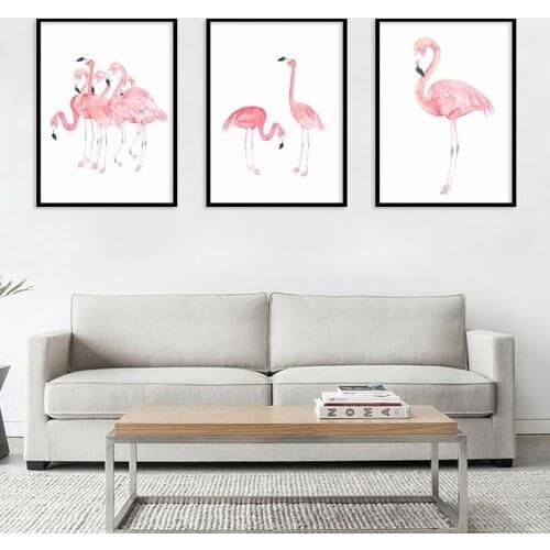 Nordic Style Pink Flamingo Home Decor Painting Passionate Flamingo Waterproof Canvas Poster Wall Art Canvas Painting Pictures