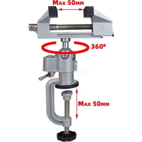 360 Degree Bench Clamp Vises Grinder Holder Drill Stand For Rotary Tool Craft Model Building Rotatable Mini Table Vise