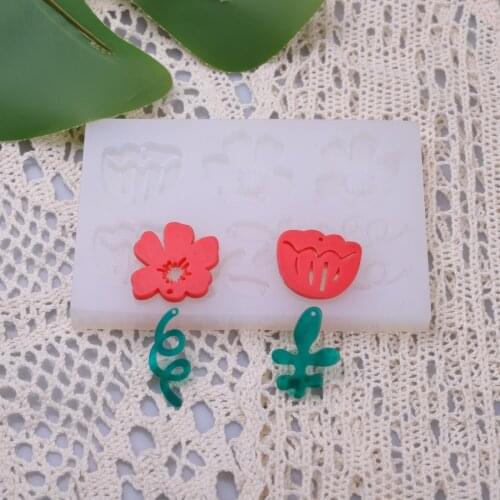 New Flower Keychain Epoxy Mold DIY Earring Material Package Silicone Mold Keychain Resin Mold Silicone Baking Mold Fondant Molds