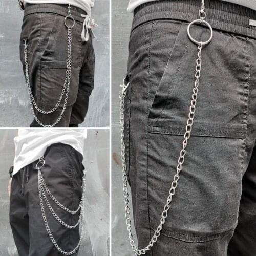 Hip Hop 1-3 Layer Punk Secure Travel Belt Wallet Chain Heavy Duty Jeans Link Coil Leash Pants Chain Fashion Jewelry R7RF