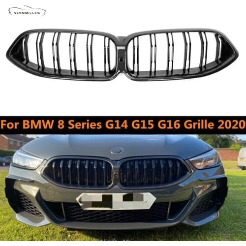 1 Set Dual Style Front Bumper Grill For BMW 8 Series G14 G15 G16 Piano Black Replacement Racing Grille 2020