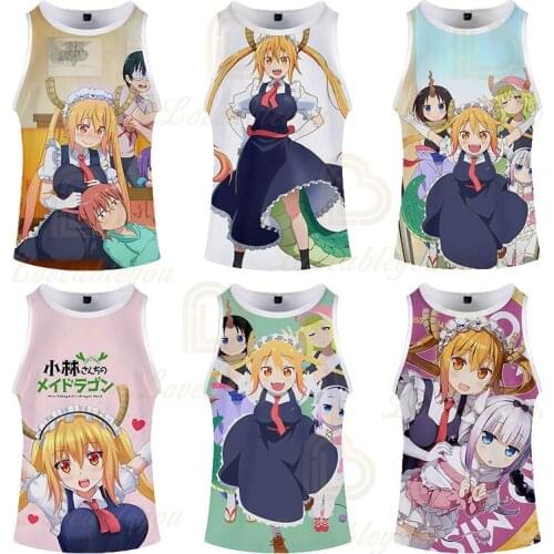 Anime Miss Kobayashis Dragon Maid 3D Print Summer Unisex Sleeveless Shirts Women Casual Tank Tops Men Streetwear Clothing