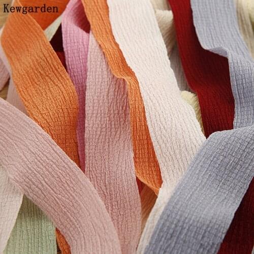 Kewgarden 1" 1.5" 25mm 40mm Folds Chiffon Voile Ribbon DIY Hairbow Hairpin Accessories Handmade Tape Gift Packing Riband 10 Yard