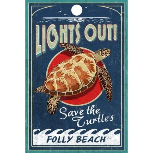 SIGNCHAT Folly Beach South Carolina Sea Turtle Vintage Sign Metal Poster Wall Art Decor Tin Sign 8X12 Inches