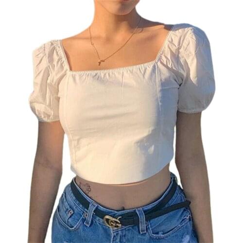 Xingqing Tank Top Women Square Neck Sleeveless Summer Crop Top White Casual Basic Ladies Camisole Sexy Backless T Shirt