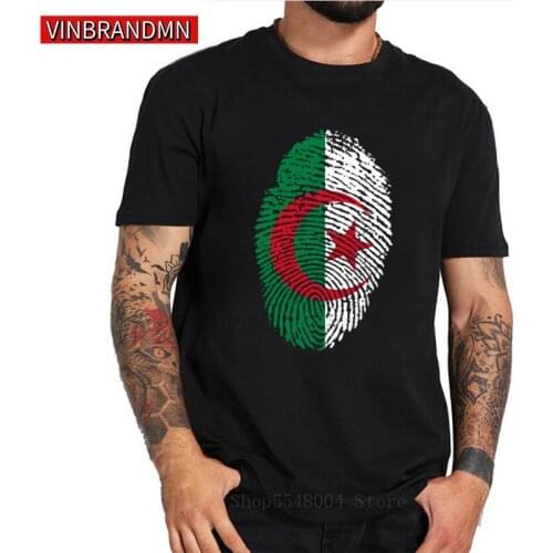 Vintage Algeria Flag Fingerprint T shirt women men Retro Funny Algerian Country Flag design print T-shirts birthday gift tshirt