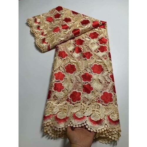 Embroidered French Water Soluble Lace Fabric Flowers Beaded Swiss 5Yard Milk Silk Fiber Tissu Africain Brode Dress Material 2021